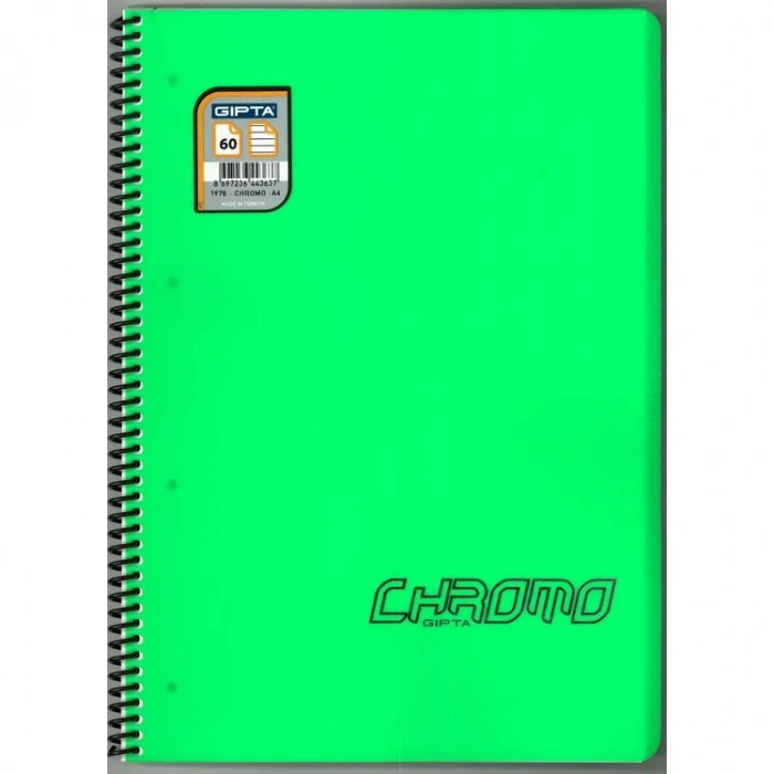GIPTA CHROMO SPİRALLİ PP. KAPAK A4 60YP. ÇİZGİLİ DEFTER - 1978