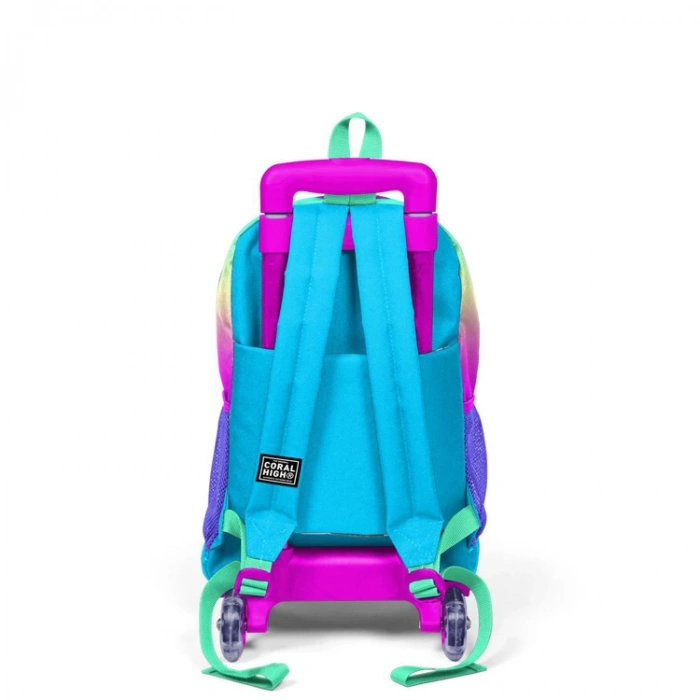 CORAL HIGH 23910 RENK GEÇİŞLİ ÜÇ BÖLMELİ IŞIKLI TEKERLEKLİ ÇEKÇEKLİ SIRT ÇANTASI