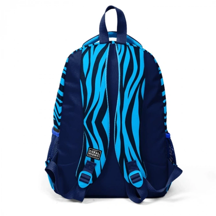 CORAL HIGH 23483 KİDS LACİVERT MAVİ KAPLAN DESENLİ ÜÇ BÖLMELİ SIRT ÇANTASI