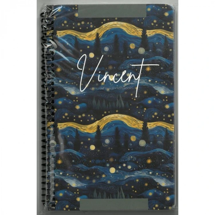 GIPTA VINCENT SPİRALLİ PRESSBOARD (KARTON) KAPAK 13x21 80YP. ÇİZGİLİ DEFTER - 7711