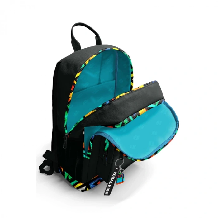 CORAL HIGH 23633 KIDS SİYAH GRAFİTİ DESENLİ DÖRT BÖLMELİ SIRT ÇANTASI