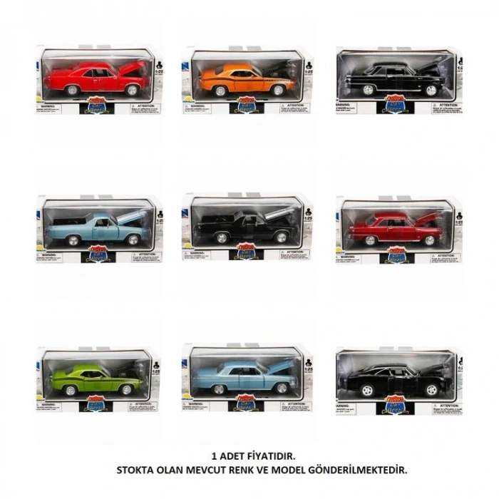 SUNMAN MUSCLE SERİ 1:25 DIE-CAST METAL ARABA KUTULU 5+  -TEKLİ