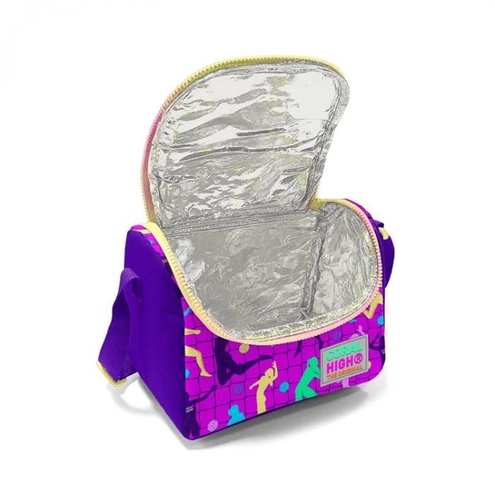 CORAL HIGH 11761 KIDS PEMBE MOR VOLEYBOL DESENLİ THERMO BESLENME ÇANTASI