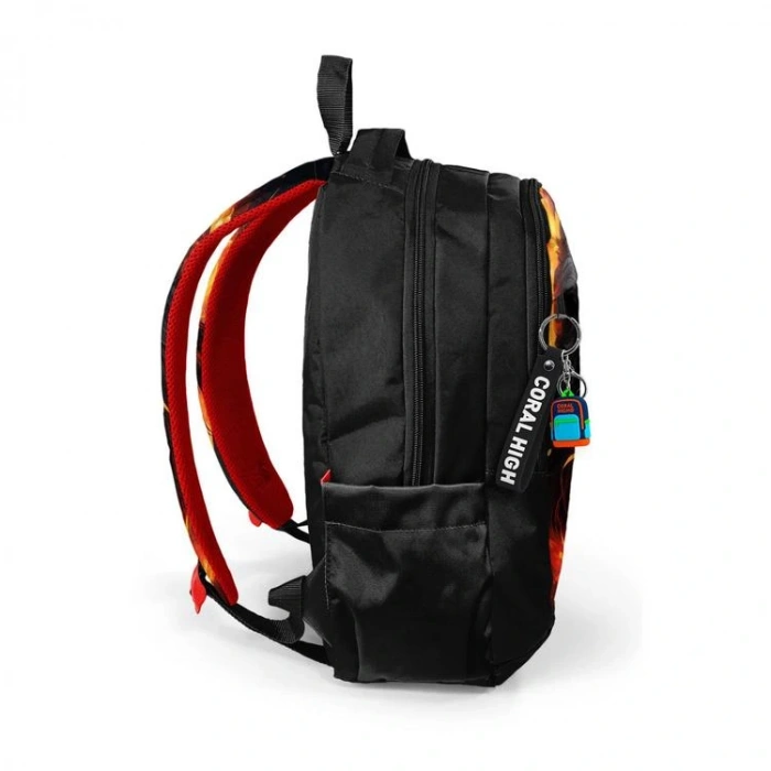 CORAL HIGH 23671 KIDS SİYAH ASLAN DESENLİ ÜÇ BÖLMELİ SIRT ÇANTASI