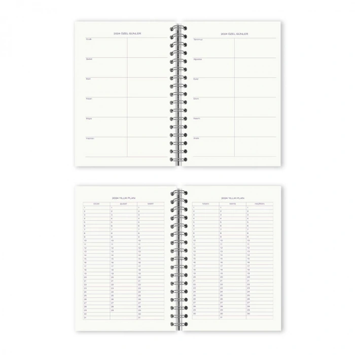 VICTORIAS JOURNALS 9210 14.8x21cm SERT KAPAK LASTİKLİ  SPİRALLİ GÜNLÜK AJANDA - BEJ