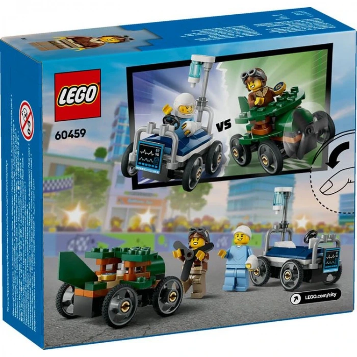 LEGO CITY 60459 UÇAK HASTAHANE ARABASINA KARŞI YARIŞ ARABASI PAKETİ 70 PARÇA 5+