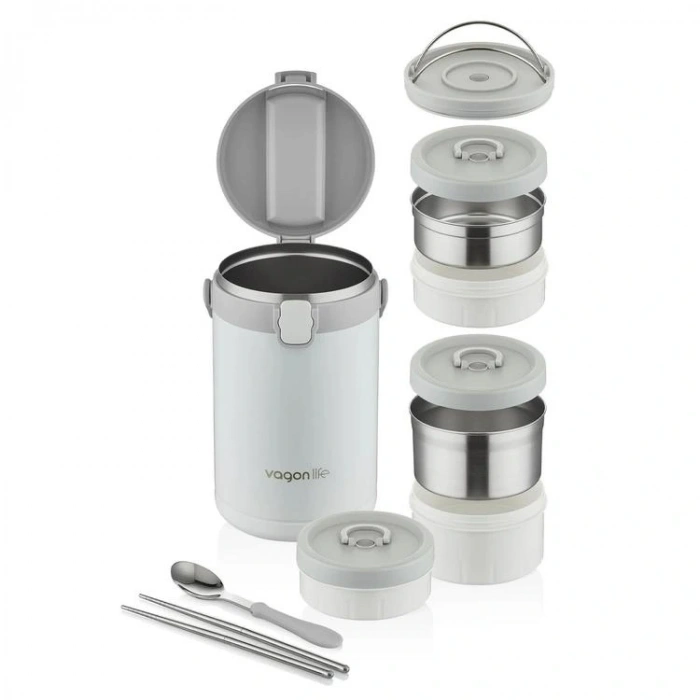 VAGONLİFE ÇELİK YEMEK KABI TEK HAZNELİ İKİ BÖLMELİ LUNCH BOX BL10089 2100 ML