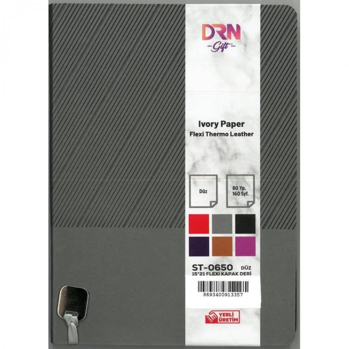 DRN GIFT ST-0650  15x21 FLEXI KAPAK DERİ MODEL 80 YP. ÇİZGİSİZ (DÜZ) DEFTER  -  TEKLİ