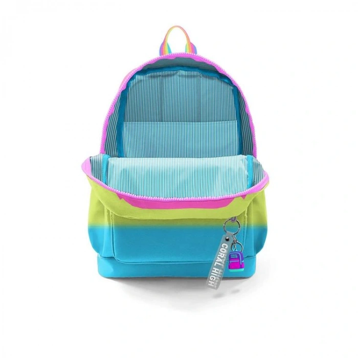 CORAL HIGH 23770 KIDS RENKLİ ÇİZGİLİ DESENLİ DÖRT BÖLMELİ SIRT ÇANTASI