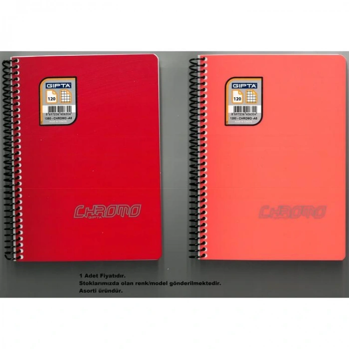 GIPTA CHROM-O SPİRALLİ PP. KAPAK A5 120YP. KARELİ DEFTER - 1350