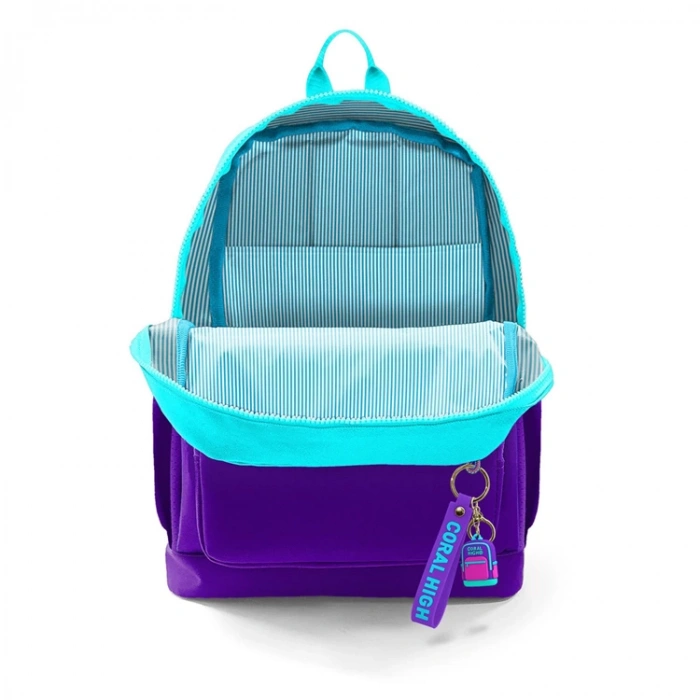 CORAL HIGH 23763 KIDS TURKUAZ MOR RENK GEÇİŞLİ DÖRT BÖLMELİ SIRT ÇANTASI