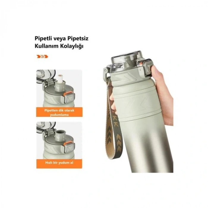 VAGONLİFE T2025 TKK PİPETLİ/ PİPETSİZ KULANIM ÇELİK TERMOS 900ML YEŞİL  (GREEN)