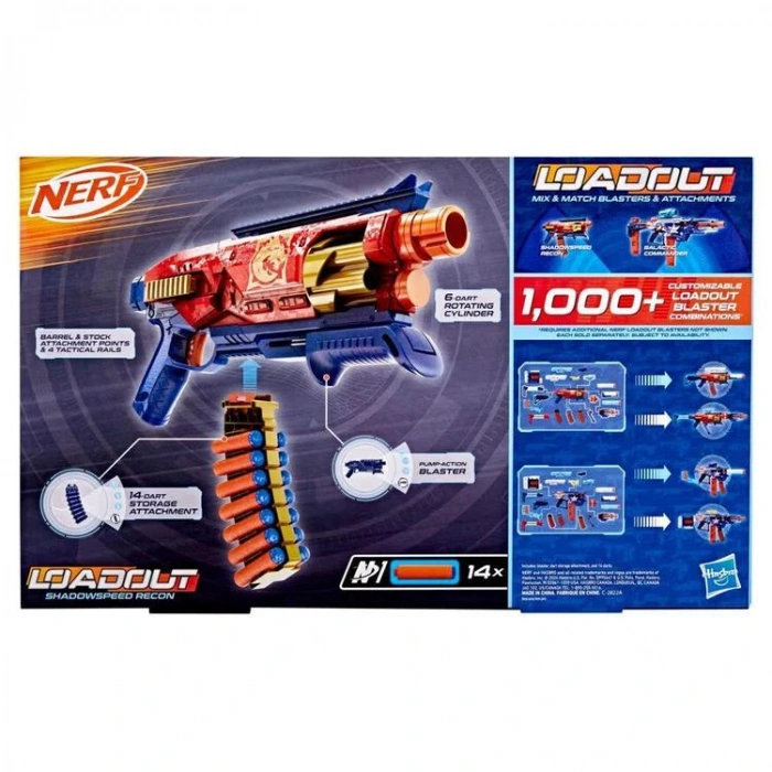 HASBRO G1759 NERF LOADOUT SHADOWSPEED RECON  SÜNGER ATAN SİLAH 14 MERMİ 8+