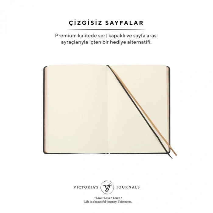 VICTORIAS JOURNALS 123-9108 VINTAGE OLD BOOK 14x20cm 80gr.160YP. ÇİZGİSİZ DEFTER MAT SİYAH