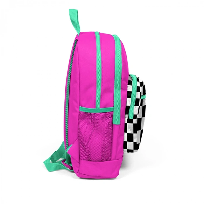 CORAL HIGH 23701 KİDS NEON PEMBE DAMA DESENLİ DÖRT BÖLMELİ SIRT ÇANTASI