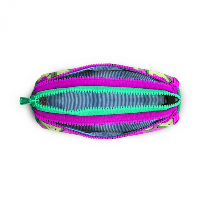 CORAL HIGH 22009 KIDS AÇIK PEMBE SU YEŞİLİ AVOKADO DESENLİ ÜÇ BÖLMELİ KALEM ÇANTASI