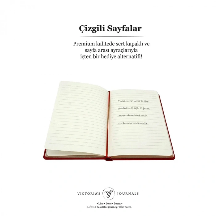 VICTORIAS JOURNALS 3478 VINTAGE OLD BOOK 14x20cm 80gr.160YP. ÇİZGİLİ DEFTER RED