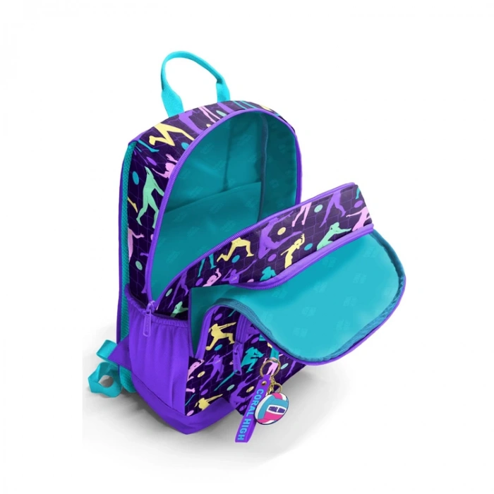 CORAL HIGH 23636 KIDS MOR VOLEYBOL DESENLİ DÖRT BÖLMELİ SIRT ÇANTASI