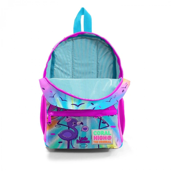 CORAL HIGH 23530 KİDS PEMBE MAVİ FLAMİNGO DESENLİ İKİ BÖLMELİ MİNİK YUVA SIRT ÇANTASI