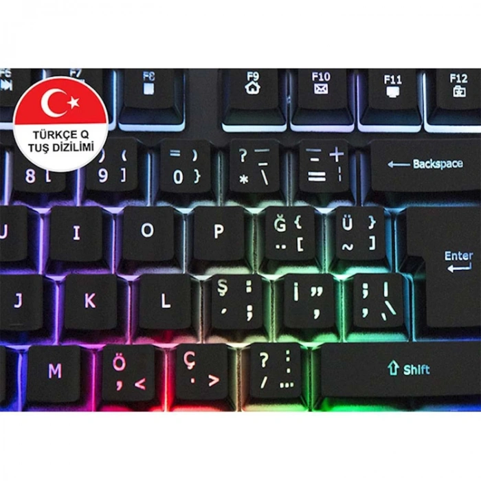 EVEREST KB-R800 USB GÖKKUŞAĞI AYDINLATMALI Q METAL YÜZEY KABLOLU OYUNCU KLAVYESİ
