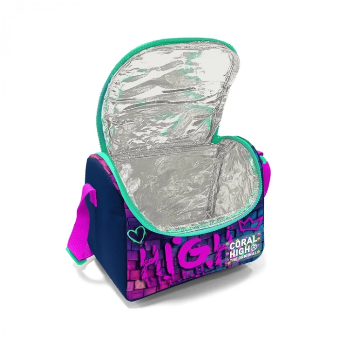 CORAL HIGH 11769 KIDS PEMBE LACİVERT GRAFİTİ DESENLİ THERMO BESLENME ÇANTASI