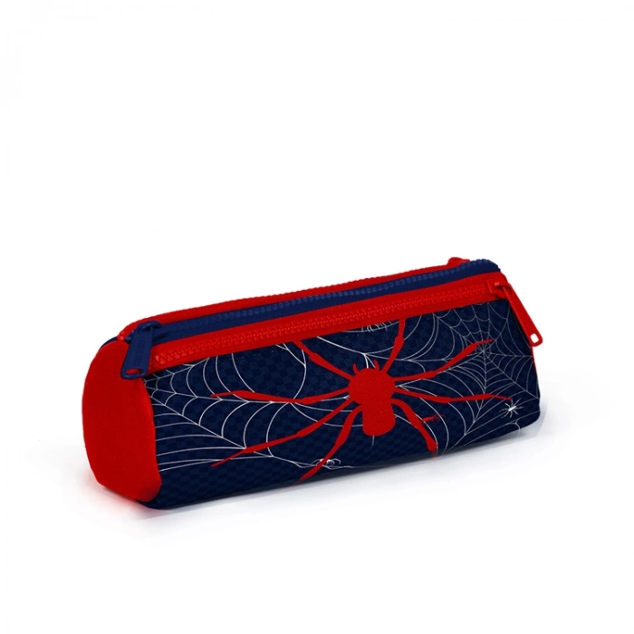 CORAL HIGH 22020 ÜÇ BÖLMELİ ÖRÜMCEK DESENLİ KALEM ÇANTASI KIRMIZI-LACİVERT