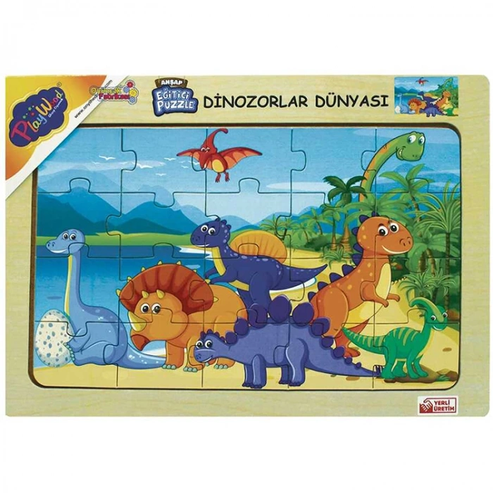ONYIL 179/180/181/182 AHŞAP EĞİTİCİ PUZZLE/YAPBOZ DİNOZORLAR DÜNYASI 20 PARÇA