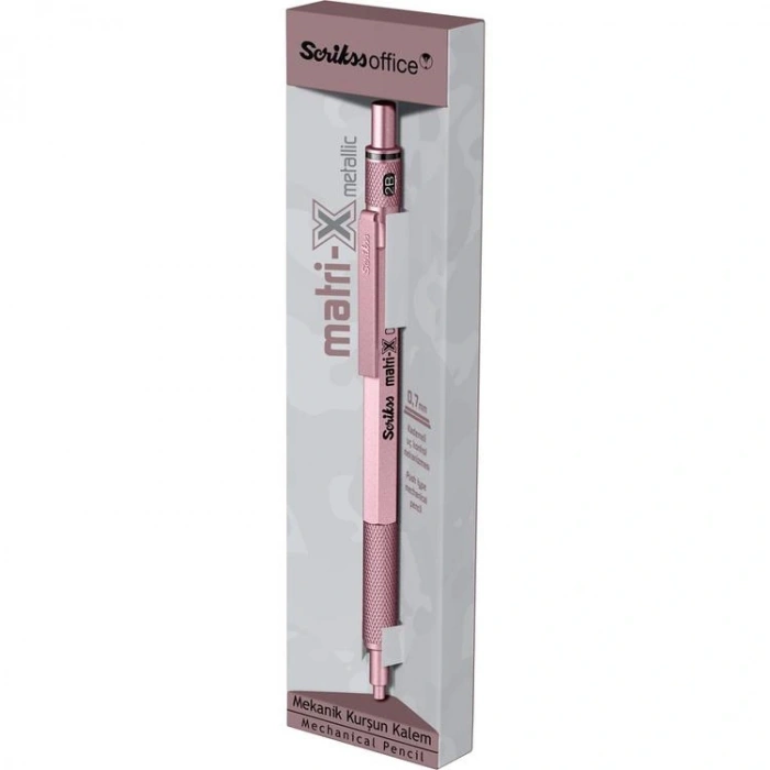 SCRIKSS MATRI-X VERSATİL KALEM 0.7 ŞEFFAF AMBALAJ METALİK AÇIK PEMBE