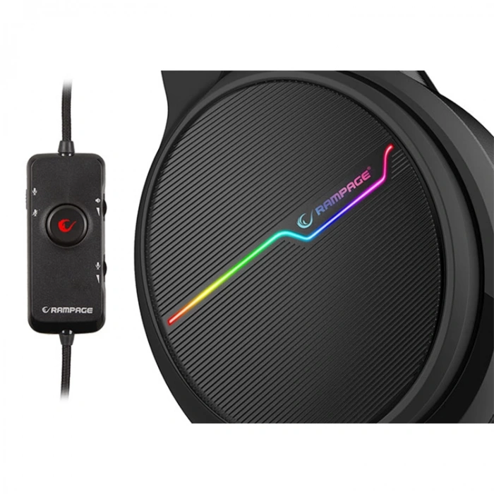 RAMPAGE RGW9 COMFORT USB 7.1  2.2 MT KABLO SURROUND SOUND OYUNCU MİKROFONLU KULAKLIK SİYAH