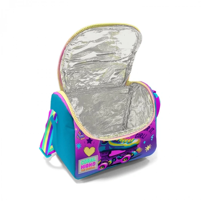 CORAL HIGH 11754 KIDS PEMBE TURKUAZ KULAKLIK PATEN DESENLİ THERMO BESLENME ÇANTASI