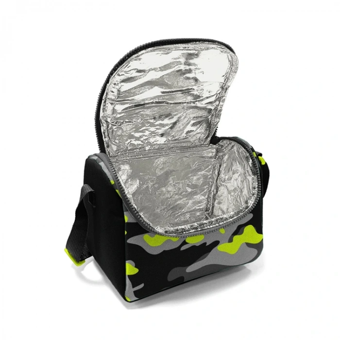 CORAL HIGH 11816 KIDS SİYAH GRİ KAMUFLAJ DESENLİ THERMO BESLENME ÇANTASI
