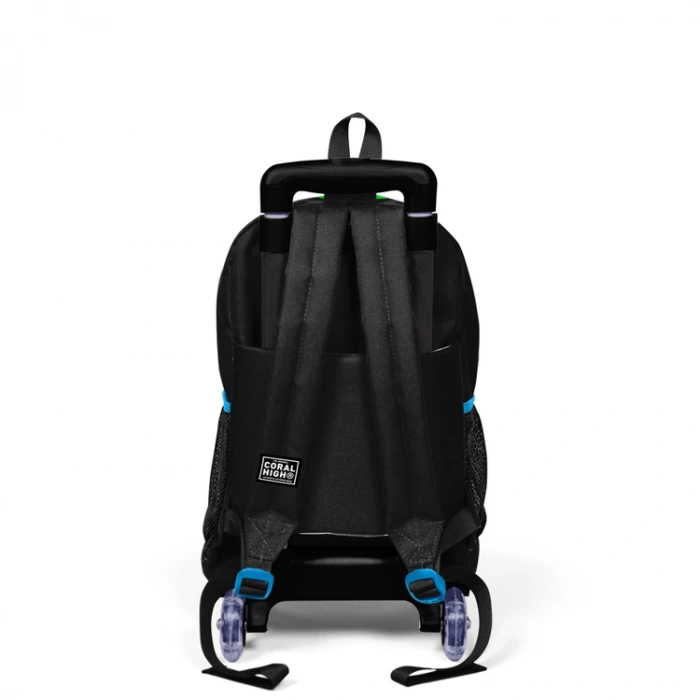 CORAL HIGH 23917 KİDS SİYAH ÜÇ BÖLMELİ IŞIKLI TEKERLEKLİ ÇEKÇEKLİ SIRT ÇANTASI