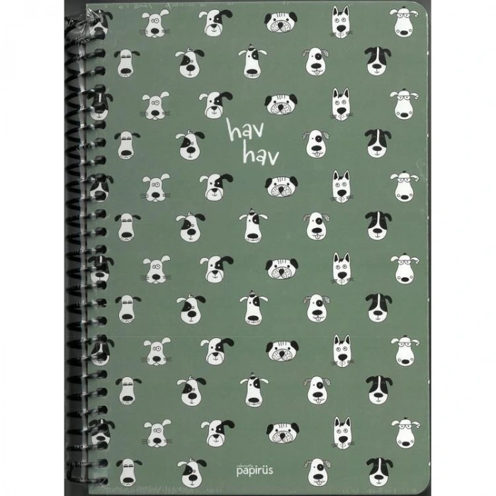 PAPİRÜS MİYAV/HAV HAV MIX SERT KAPAK SPİRALLİ 16X23 120YP. KARELİ DEFTER - TEKLİ