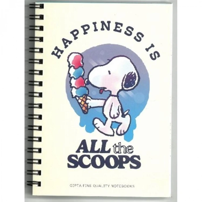 GIPTA SNOOPY A6 SPİRALLİ KARTON KAPAK 80 YP. ÇİZGİLİ NOT DEFTERİ - TEKLİ