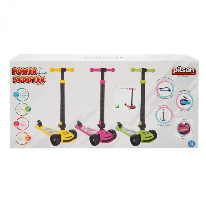 PİLSAN 07-354 POWER ÜÇ TEKERLEKLİ IŞIKLI SCOOTER KIRMIZI
