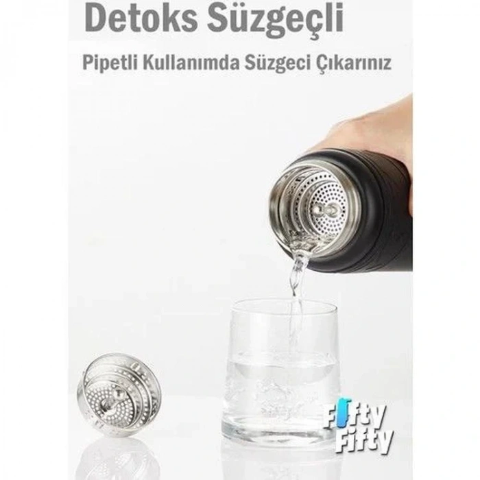 VAGONLİFE T2025 TKK PİPETLİ / PİPETSİZ KULLANIM ÇELİK TERMOS 900ML SİYAH (BLACK)