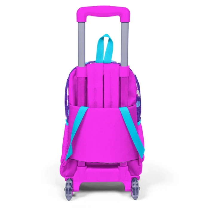 CORAL HIGH 23360 MOR KEDİ DESENLİ IŞIKLI TEKERLEKLİ ÇEKÇEKLİ SIRT ÇANTASI