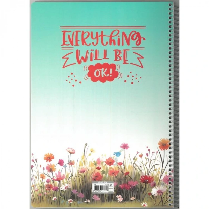 GIPTA EVERYTHING SPİRALLİ PP. KAPAK A4 80 YP. ÇİZGİLİ DEFTER - 7733