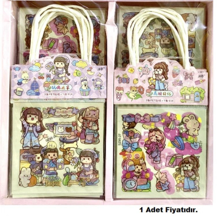 HELVACIOĞLU C1901 STİCKER KIZ ÇIKARTMALARI SAPLI 3 YP. 1 SET  (ADET)