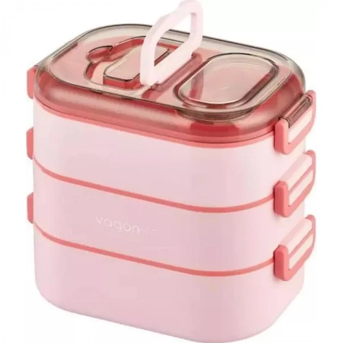VAGONLİFE PASLANMAZ ÇELİK ÜÇ KATLI YEMEK KABI - LUNCH BOX XC-7083 1450 ML