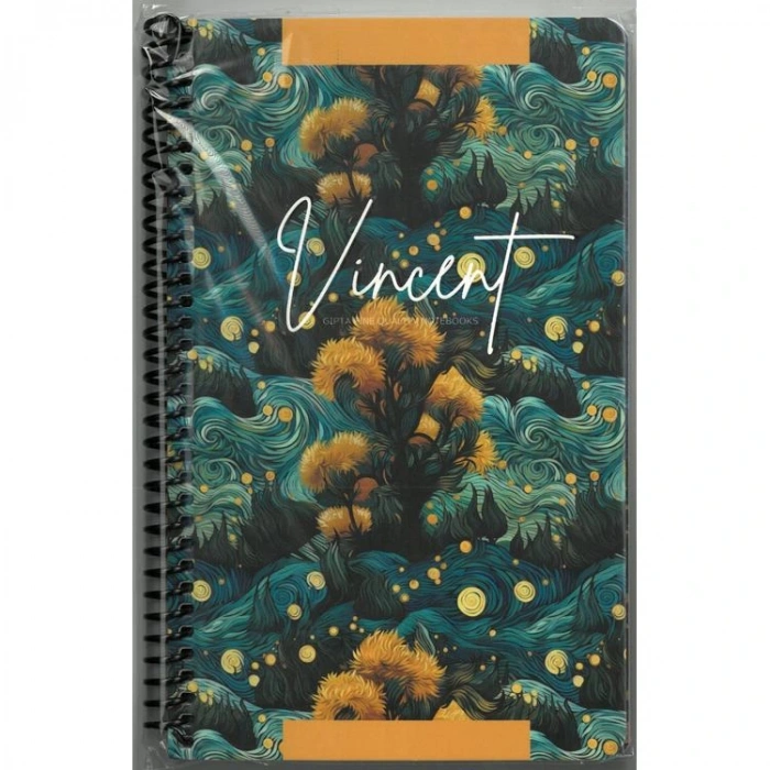 GIPTA VINCENT SPİRALLİ PRESSBOARD (KARTON) KAPAK 13x21 80YP. ÇİZGİLİ DEFTER - 7711