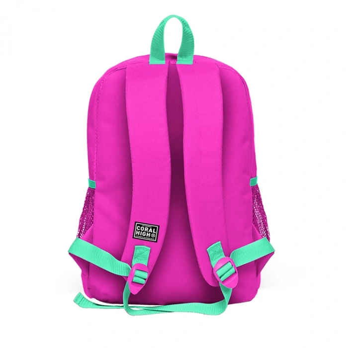 CORAL HIGH 23701 KİDS NEON PEMBE DAMA DESENLİ DÖRT BÖLMELİ SIRT ÇANTASI