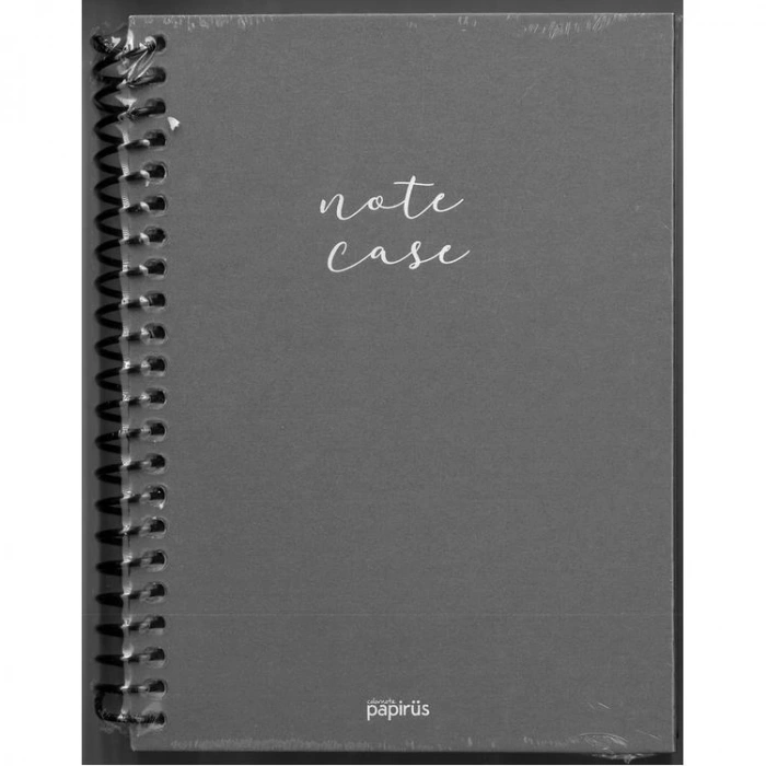 PAPİRÜS  NOTE CASE SİMLİ SERT KAPAK SPİRALLİ 14X19 120YP. KARELİ DEFTER