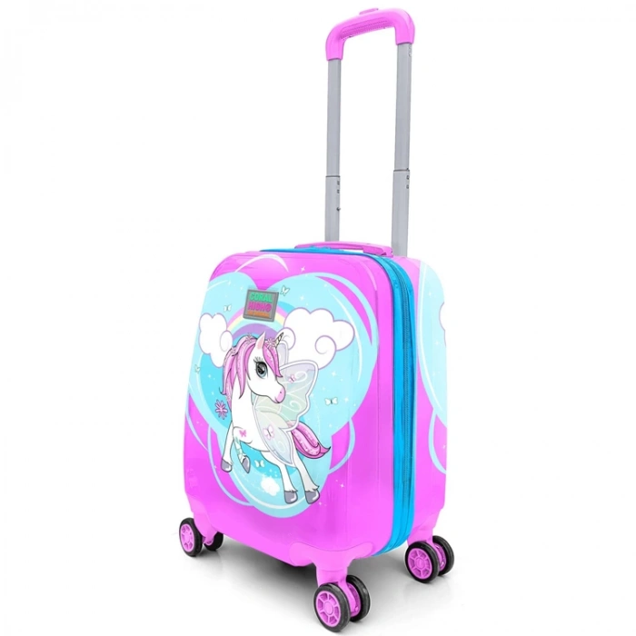 CORAL HIGH 16712 MİNİ MAVİ NEON PEMBE UNICORN DESENLİ VALİZ