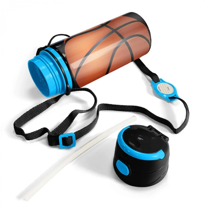 CORAL HIGH 11940 SİYAH BASKETBOL DESENLİ PİPETLİ MATARA 600ml.