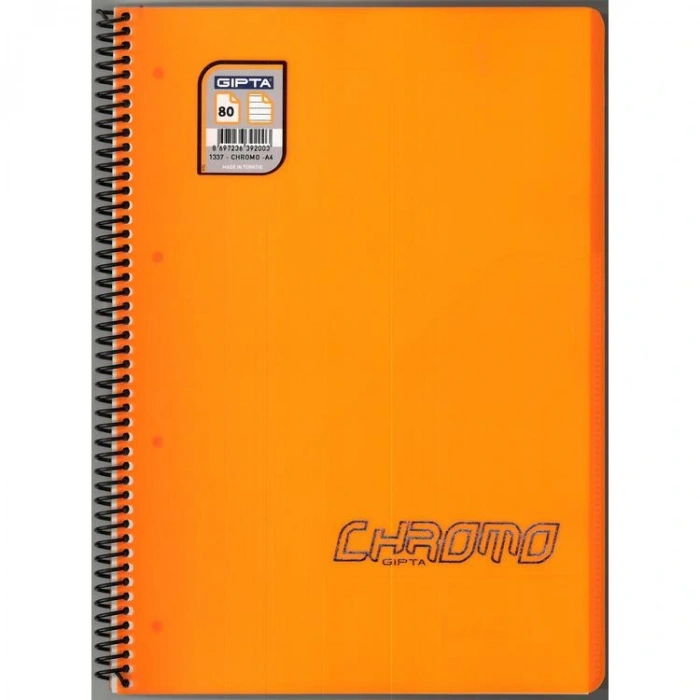 GIPTA CHROM-O SPİRALLİ  PP. KAPAK A4 80YP.ÇİZGİLİ DEFTER -1337