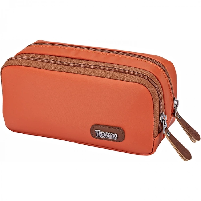 BRONS BR-3133 ÇİFT GÖZLÜ SATEN KAHVERENGİ KALEM ÇANTASI
