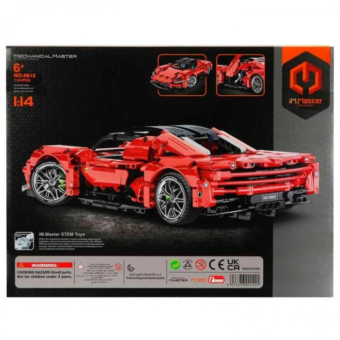SUNMAN İM. MASTER NO.9812 1:14 SÜPER ARABA KIRMIZI LEGO YAPIM SETİ 1131 PARÇA 6+