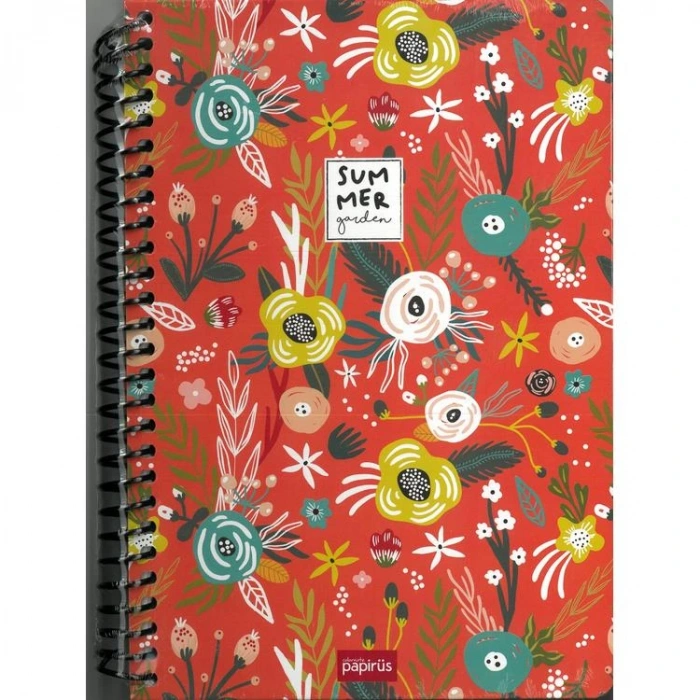 PAPİRÜS SUMMER SERT KAPAK SPİRALLİ 16X23 120YP. KARELİ DEFTER