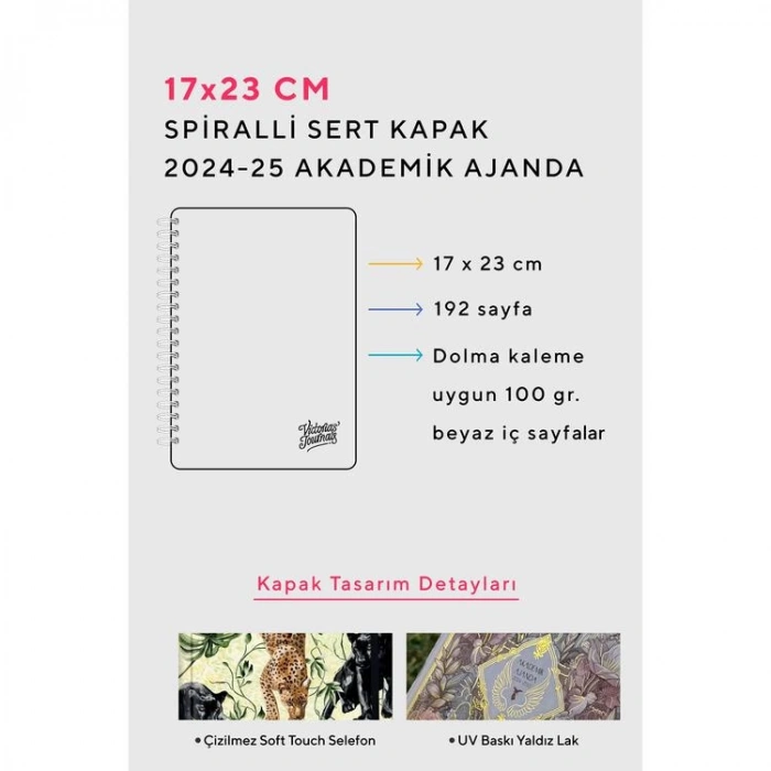 VICTORIAS JOURNALS 1273 SPİRALLİ 17x23 SERT KAPAK 2024-2025  AKADEMİK AJANDA